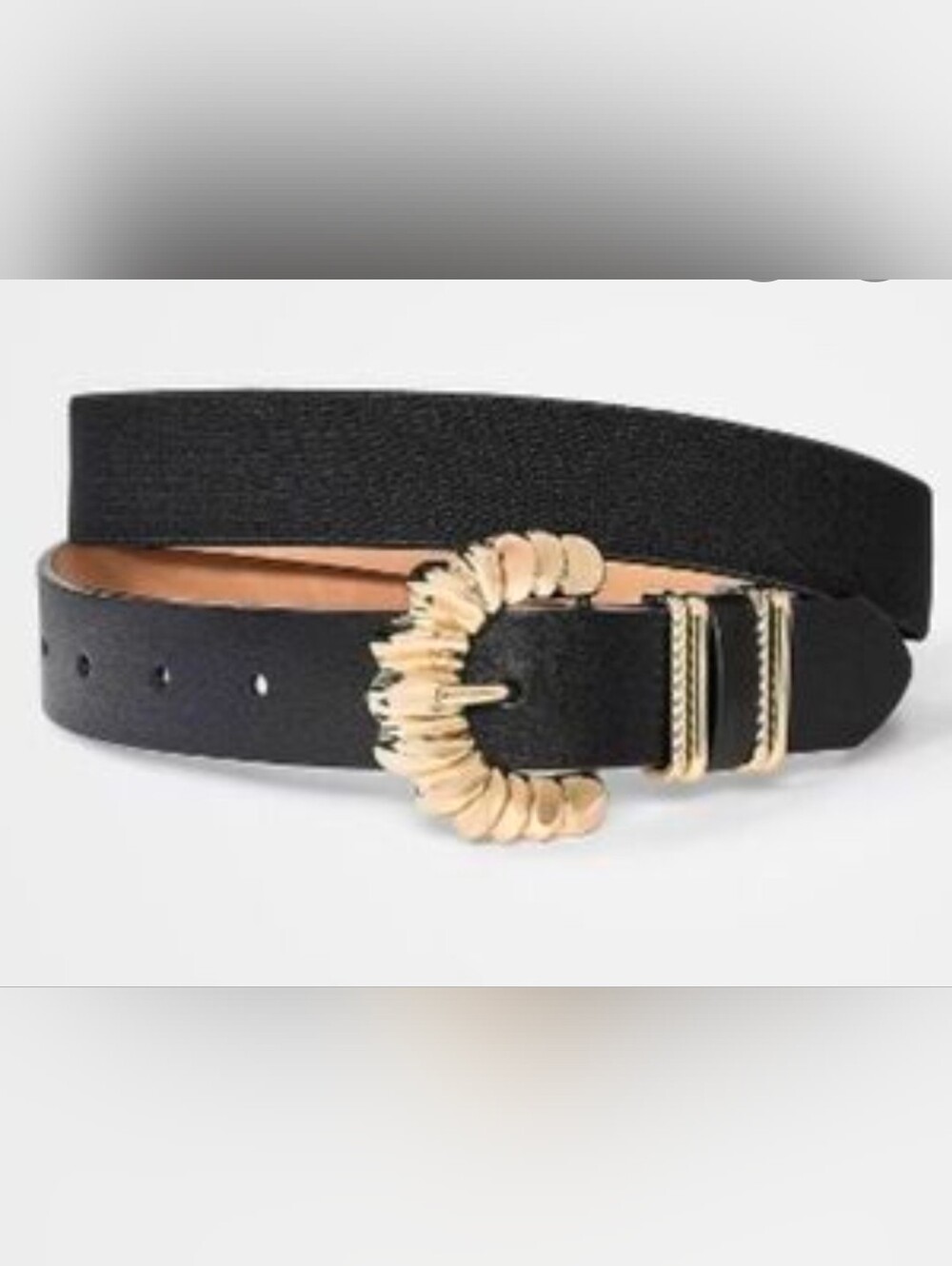 NWT Ava & Viv Black Stretch Belt with Gold Buckle Size 2X or 4X
